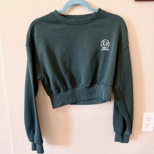 DAZY Letter Embroidery Drop Shoulder Crop Sweatshirt